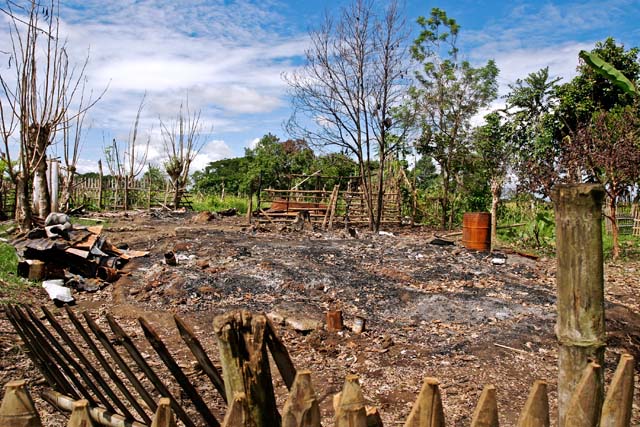 Ashes are what remains of a house in Midsayap, North Cotabato after a skirmish between government troops and rebel forces. People numbering in the hundreds of thousands (half a million, by one estimate) were displaced from their homes in Central Mindanao by armed clashes between the Armed Forces of the Philippines and Moro Islamic Liberation Front forces last August. Locally called "bakwits" (from "evacuate," it is a colloquial term for evacuees), they were forced to endure inhospitable conditions in makeshift evacuation centers, where they faced hunger, unsanitary environs, an unforgiving weather, and uncertainty.
